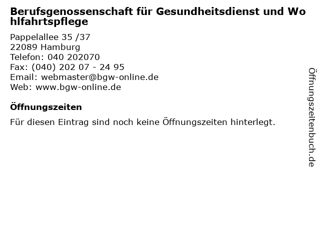 ᐅ Offnungszeiten Berufsgenossenschaft Fur Gesundheitsdienst Und Wohlfahrtspflege Pappelallee 35 37 In Hamburg