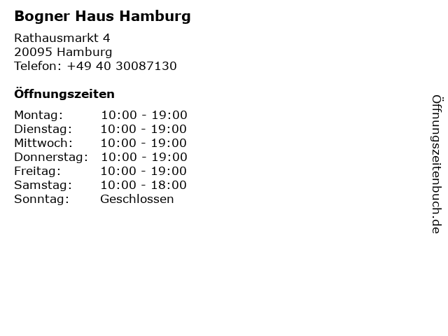 Bogner Haus Hamburg in Hamburg: Adresse und Öffnungszeiten