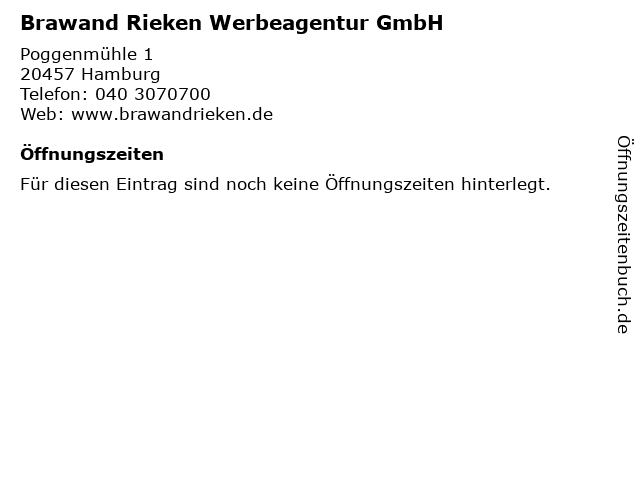 Brawand Rieken Werbeagentur GmbH in Hamburg: Adresse und Öffnungszeiten