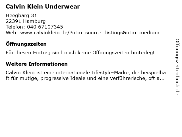 Calvin Klein Underwear in Hamburg: Adresse und Öffnungszeiten