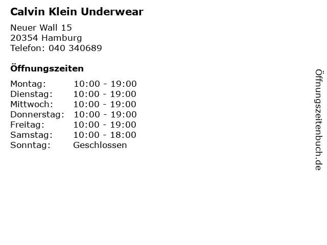 Calvin Klein Underwear in Hamburg: Adresse und Öffnungszeiten