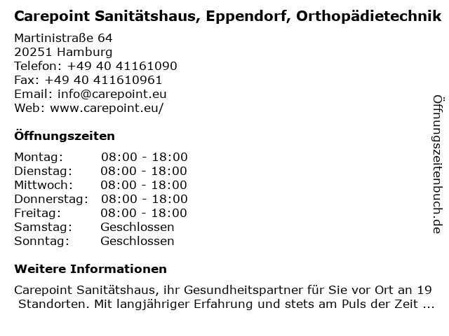 Carepoint Sanitätshaus, Eppendorf, Orthopädietechnik in Hamburg: Adresse und Öffnungszeiten