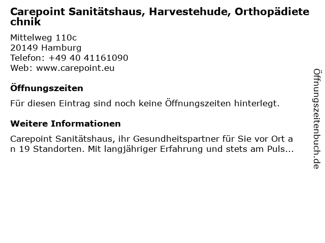 Carepoint Sanitätshaus, Harvestehude, Orthopädietechnik in Hamburg: Adresse und Öffnungszeiten
