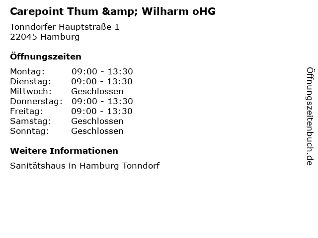 Carepoint Thum & Wilharm oHG in Hamburg: Adresse und Öffnungszeiten