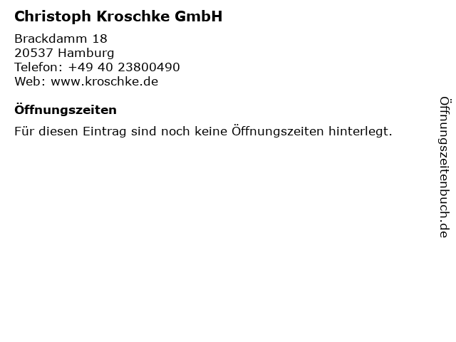 Christoph Kroschke GmbH in Hamburg: Adresse und Öffnungszeiten