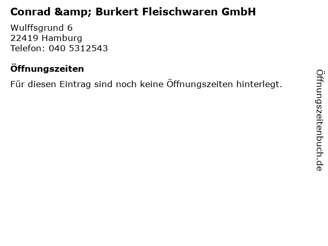 Conrad & Burkert Fleischwaren GmbH in Hamburg: Adresse und Öffnungszeiten