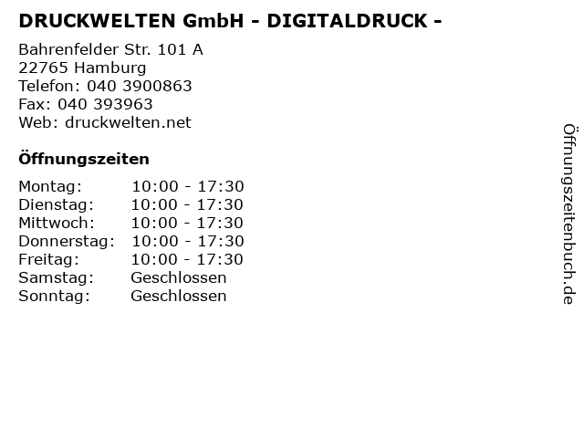 DRUCKWELTEN GmbH - DIGITALDRUCK - in Hamburg: Adresse und Öffnungszeiten