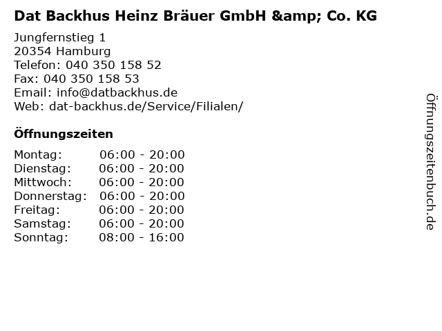 Dat Backhus Heinz Bräuer GmbH & Co. KG in Hamburg: Adresse und Öffnungszeiten