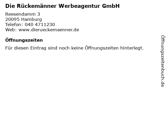 Die Rückemänner Werbeagentur GmbH in Hamburg: Adresse und Öffnungszeiten