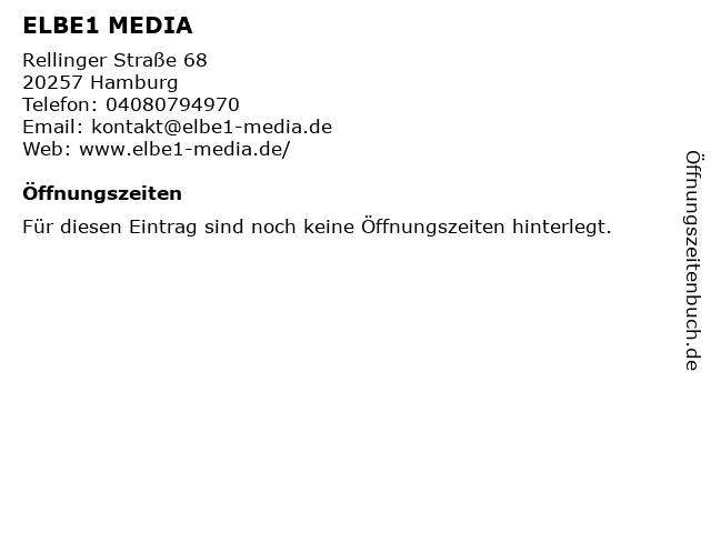 ELBE1 MEDIA in Hamburg: Adresse und Öffnungszeiten