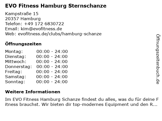 EVO Fitness Hamburg Sternschanze in Hamburg: Adresse und Öffnungszeiten