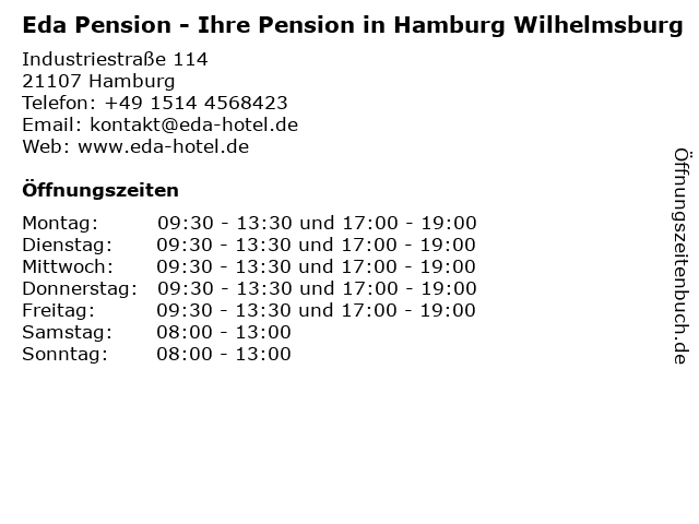 Eda Pension - Ihre Pension in Hamburg Wilhelmsburg in Hamburg: Adresse und Öffnungszeiten