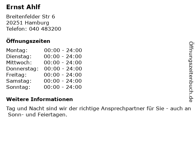 Ernst Ahlf in Hamburg: Adresse und Öffnungszeiten