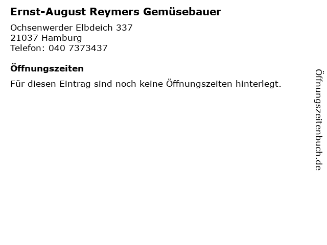 Ernst-August Reymers Gemüsebauer in Hamburg: Adresse und Öffnungszeiten