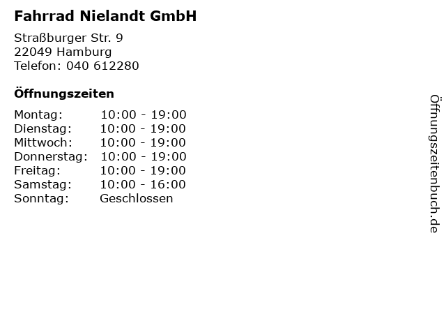 Fahrrad Nielandt GmbH in Hamburg: Adresse und Öffnungszeiten