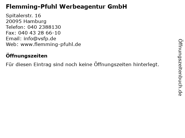 Flemming-Pfuhl Werbeagentur GmbH in Hamburg: Adresse und Öffnungszeiten