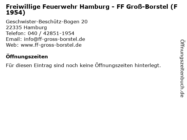 Freiwillige Feuerwehr Hamburg - FF Groß-Borstel (F 1954) in Hamburg: Adresse und Öffnungszeiten