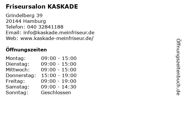 Friseursalon KASKADE in Hamburg: Adresse und Öffnungszeiten