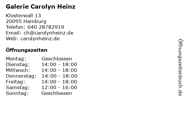 Galerie Carolyn Heinz in Hamburg: Adresse und Öffnungszeiten