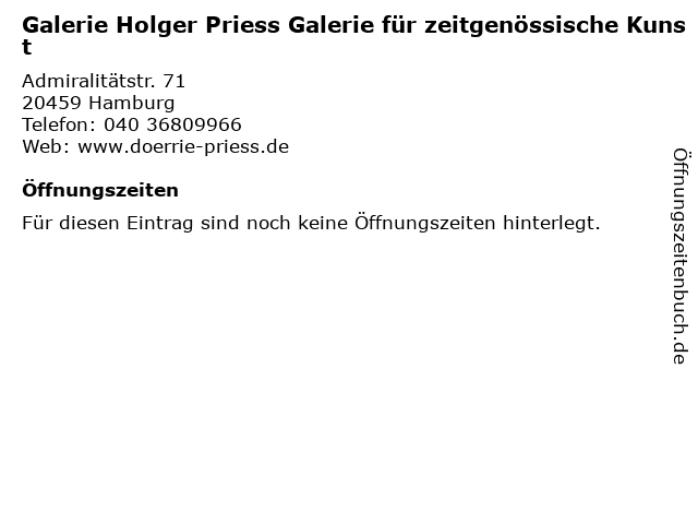 Galerie Holger Priess Galerie für zeitgenössische Kunst in Hamburg: Adresse und Öffnungszeiten