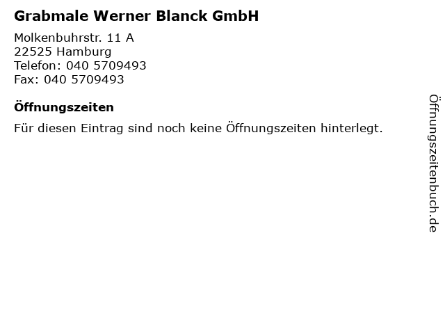 Grabmale Werner Blanck GmbH in Hamburg: Adresse und Öffnungszeiten