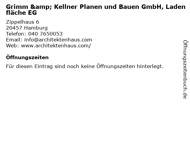 Grimm & Kellner Planen und Bauen GmbH, Ladenfläche EG in Hamburg: Adresse und Öffnungszeiten