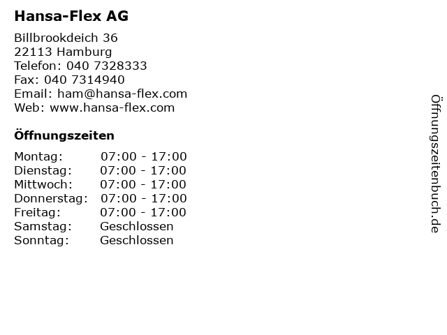 Hansa-Flex AG in Hamburg: Adresse und Öffnungszeiten