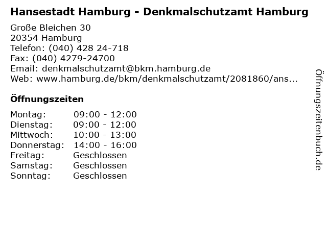Hansestadt Hamburg - Denkmalschutzamt Hamburg in Hamburg: Adresse und Öffnungszeiten