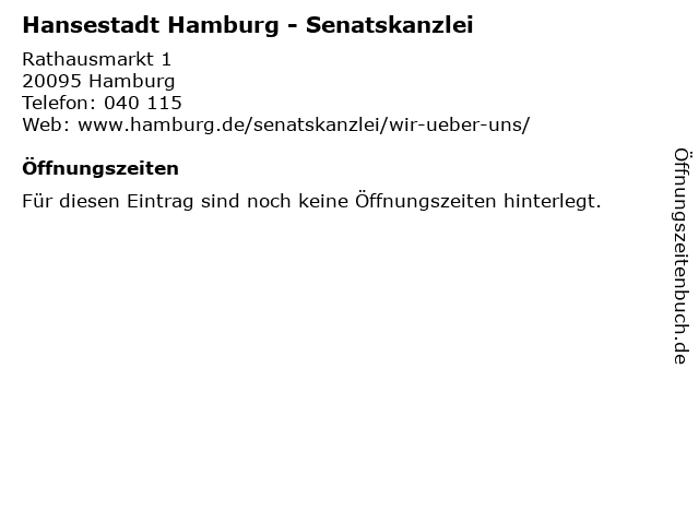 Hansestadt Hamburg - Senatskanzlei in Hamburg: Adresse und Öffnungszeiten