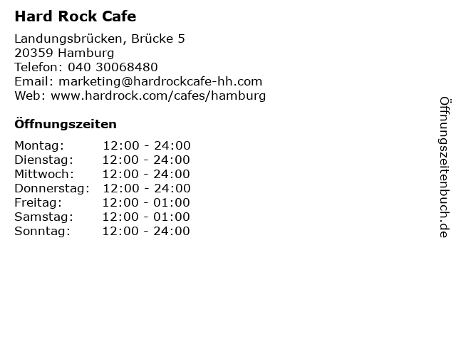 Hard Rock Cafe in Hamburg: Adresse und Öffnungszeiten