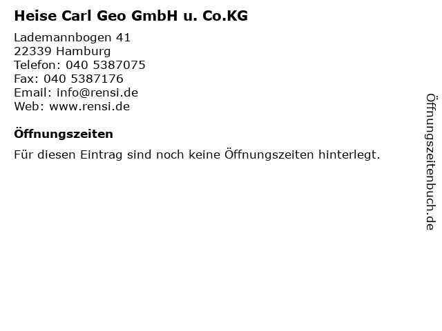 Heise Carl Geo GmbH u. Co.KG in Hamburg: Adresse und Öffnungszeiten