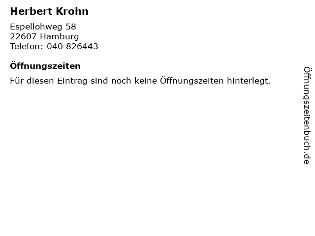 Herbert Krohn in Hamburg: Adresse und Öffnungszeiten