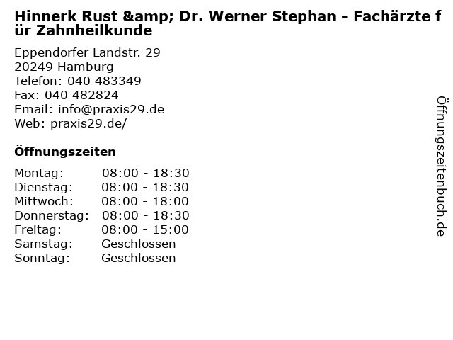 Hinnerk Rust | Dr. Werner Stephan | Dr. Marianne Osgart in Hamburg: Adresse und Öffnungszeiten