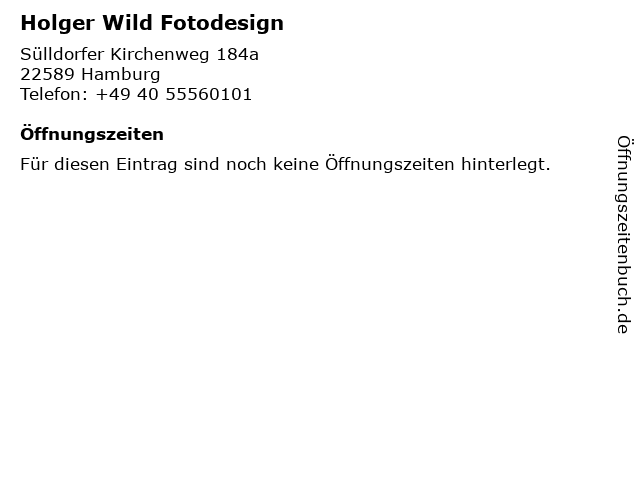 Holger Wild Fotodesign in Hamburg: Adresse und Öffnungszeiten