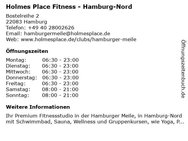 Holmes Place Fitness - Hamburg-Nord in Hamburg: Adresse und Öffnungszeiten