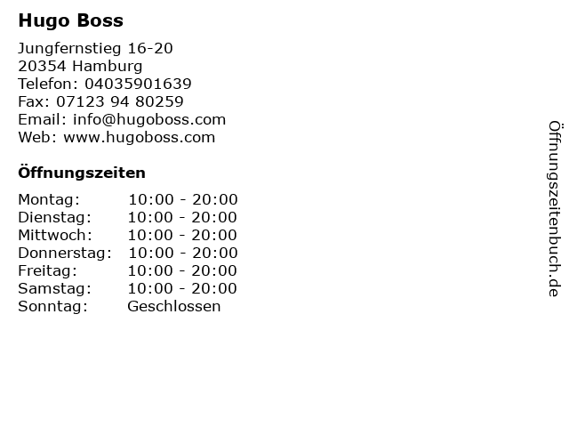 Hugo Boss in Hamburg: Adresse und Öffnungszeiten