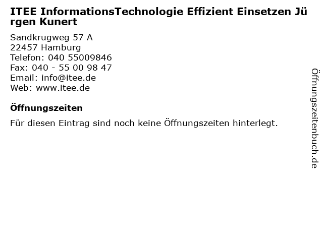 ITEE InformationsTechnologie Effizient Einsetzen Jürgen Kunert in Hamburg: Adresse und Öffnungszeiten