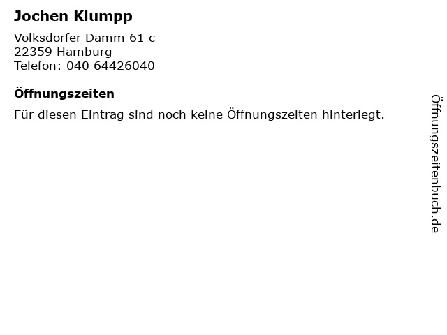 Jochen Klumpp in Hamburg: Adresse und Öffnungszeiten