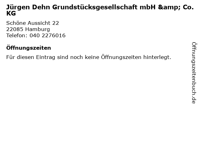 Jürgen Dehn Grundstücksgesellschaft mbH & Co. KG in Hamburg: Adresse und Öffnungszeiten