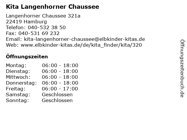 Kita Langenhorner Chaussee in Hamburg: Adresse und Öffnungszeiten
