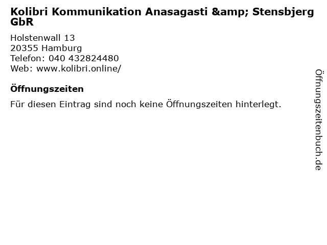 Kolibri Kommunikation Anasagasti & Stensbjerg GbR in Hamburg: Adresse und Öffnungszeiten