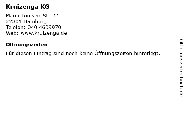 Kruizenga KG in Hamburg: Adresse und Öffnungszeiten