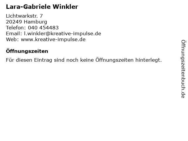 Lara-Gabriele Winkler in Hamburg: Adresse und Öffnungszeiten