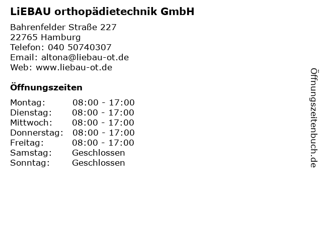 LiEBAU orthopädietechnik GmbH in Hamburg: Adresse und Öffnungszeiten