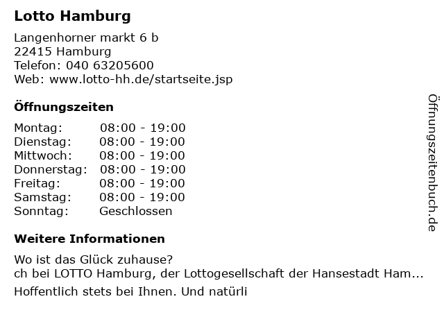 Lotto Hamburg in Hamburg: Adresse und Öffnungszeiten