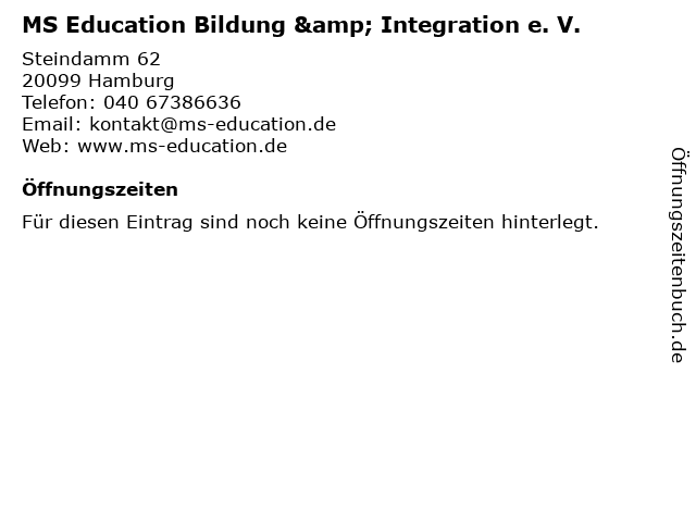 MS Education Bildung & Integration e. V. in Hamburg: Adresse und Öffnungszeiten