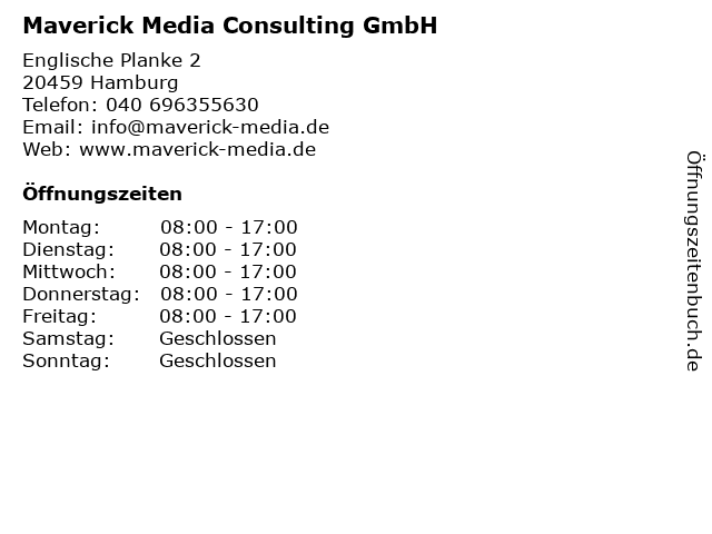 Maverick Media Consulting GmbH in Hamburg: Adresse und Öffnungszeiten