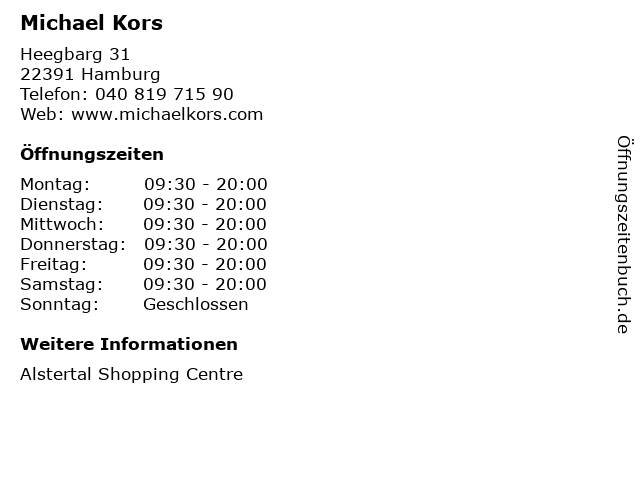 ᐅ Öffnungszeiten „Michael Kors“ | Hamburg
