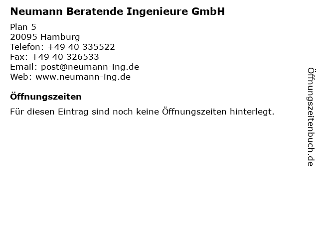 Neumann Beratende Ingenieure GmbH in Hamburg: Adresse und Öffnungszeiten