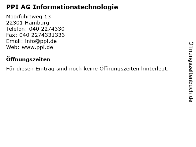 PPI AG Informationstechnologie in Hamburg: Adresse und Öffnungszeiten